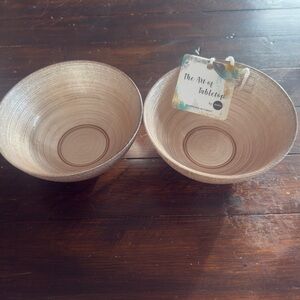 2 The Art of Tabletop Rose Silver Turkish Glass Salad 6” Bowls Set 2 NWT